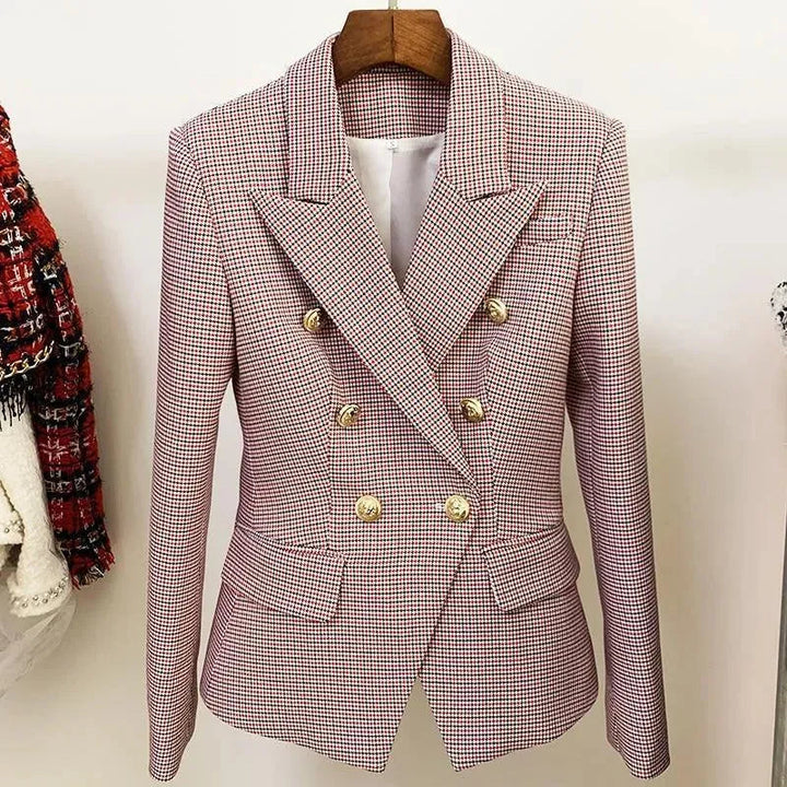 Stilla | Pink Hahnentrittmuster Blazer Kvinder - Formelt - Henley