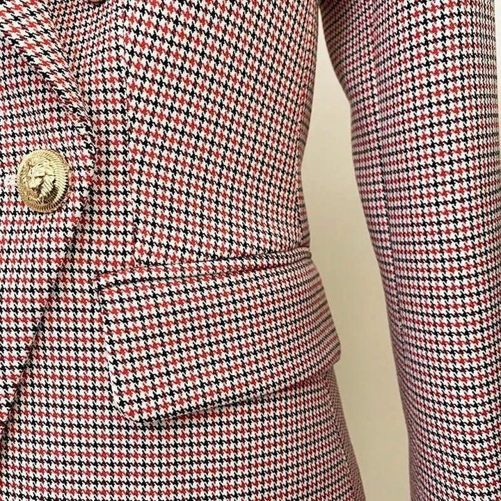 Stilla | Pink Hahnentrittmuster Blazer Kvinder - Formelt - Henley