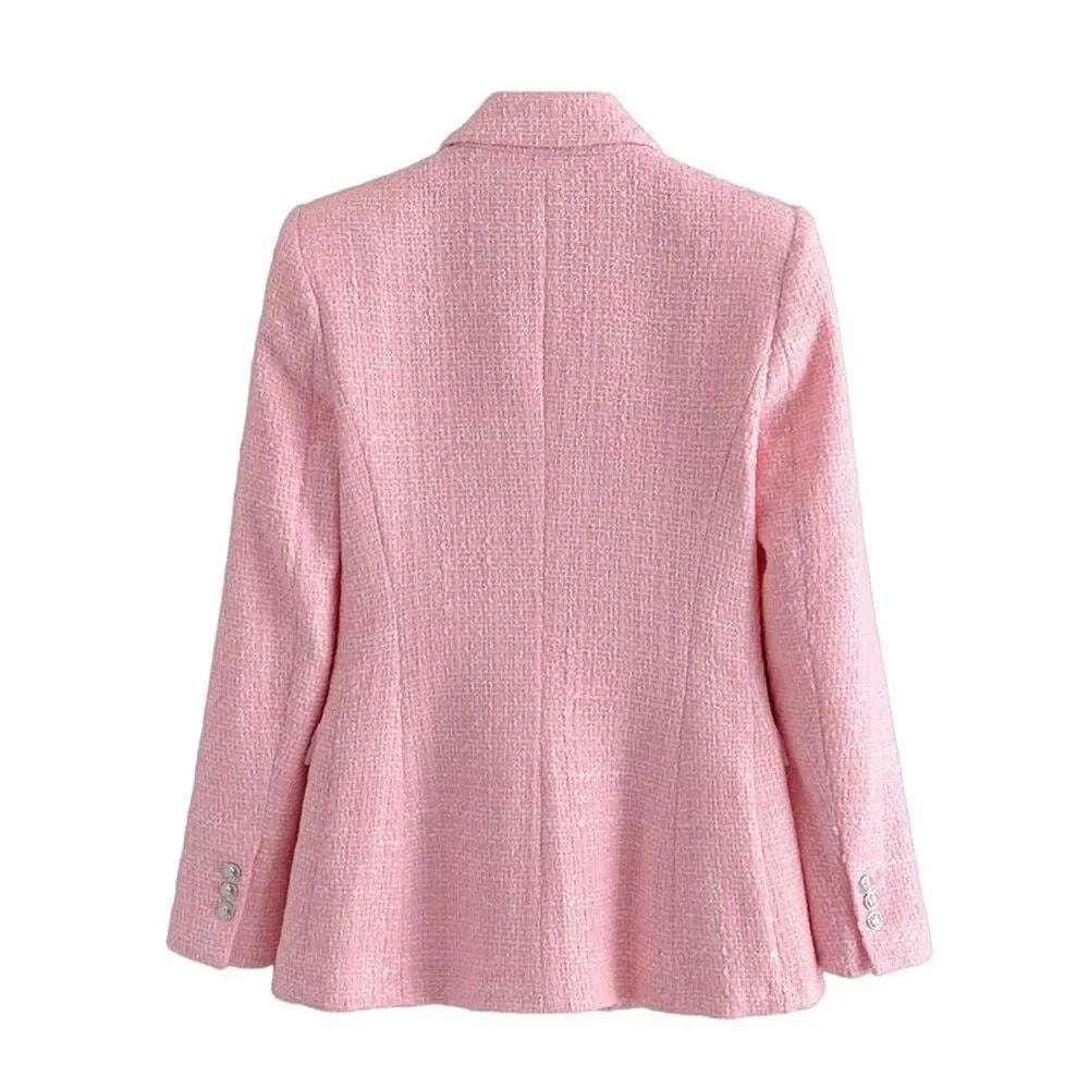 Stilla | Pink Tweed Blazer Dame - Formelt-Erhverv - Ensfarvet