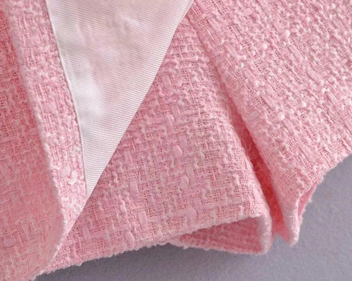 Stilla | Pink Tweed Blazer Dame - Formelt-Erhverv - Ensfarvet