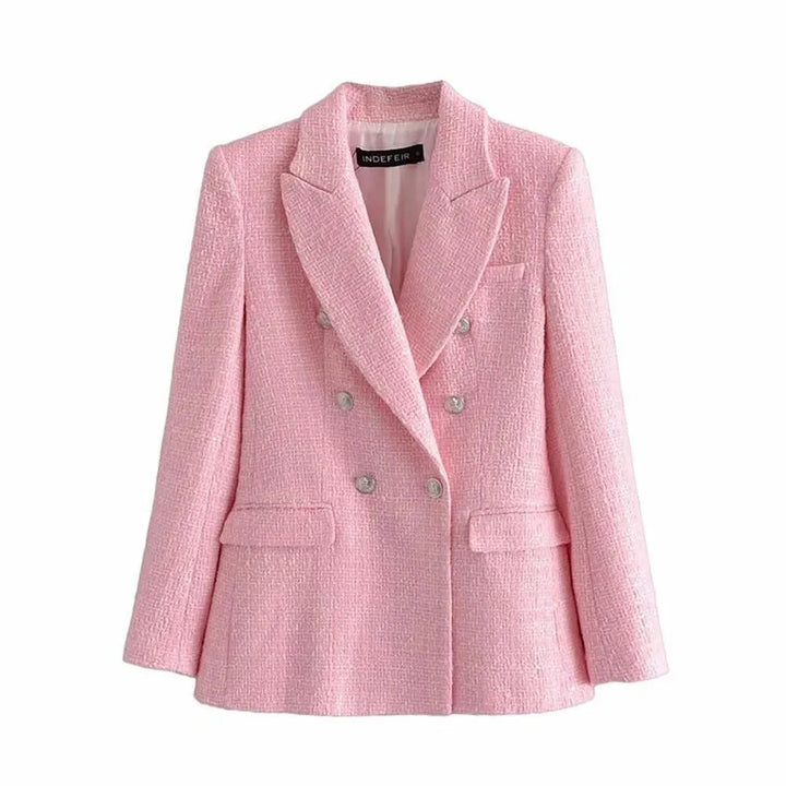 Stilla | Pink Tweed Blazer Dame - Formelt-Erhverv - Ensfarvet