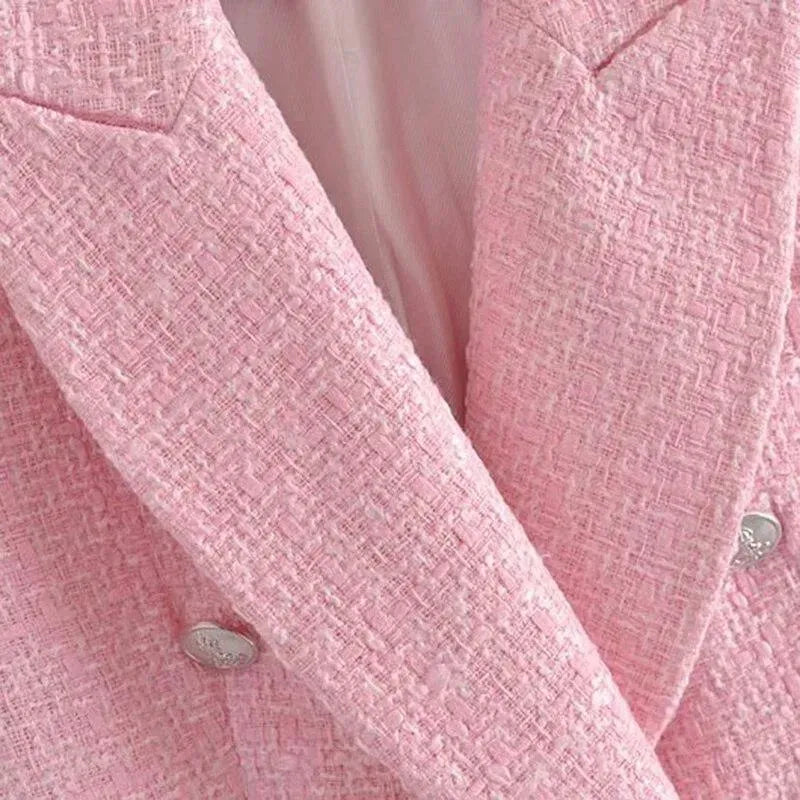 Stilla | Pink Tweed Blazer Dame - Formelt-Erhverv - Ensfarvet