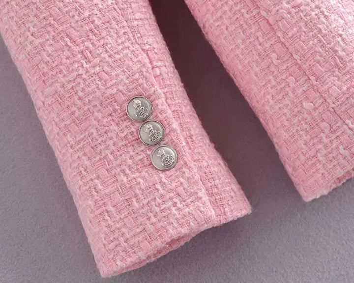 Stilla | Pink Tweed Blazer Dame - Formelt-Erhverv - Ensfarvet