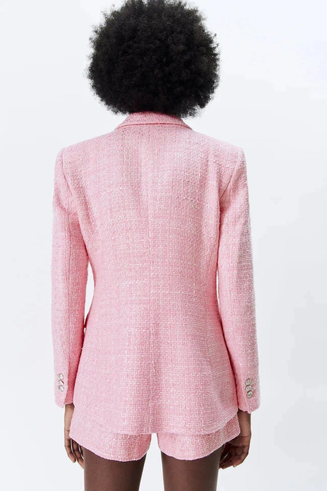 Stilla | Pink Tweed Blazer Dame - Formelt-Erhverv - Ensfarvet