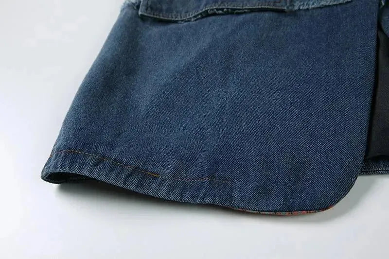 Stilla | Ternet Denim Oversize Blazer Dame - Læbe - Patchwork