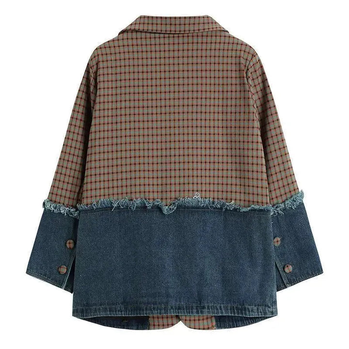 Stilla | Ternet Denim Oversize Blazer Dame - Læbe - Patchwork