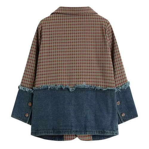 Stilla | Ternet Denim Oversize Blazer Dame - Læbe - Patchwork