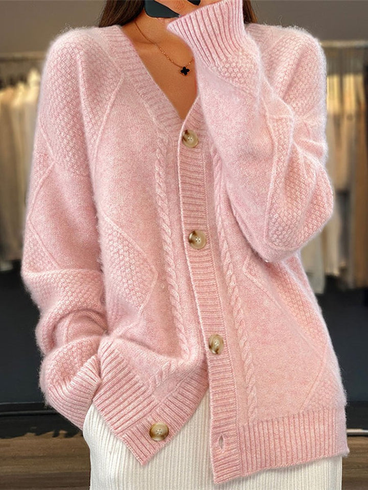 Stilla | Strikjakke Jacquard Med Knapper