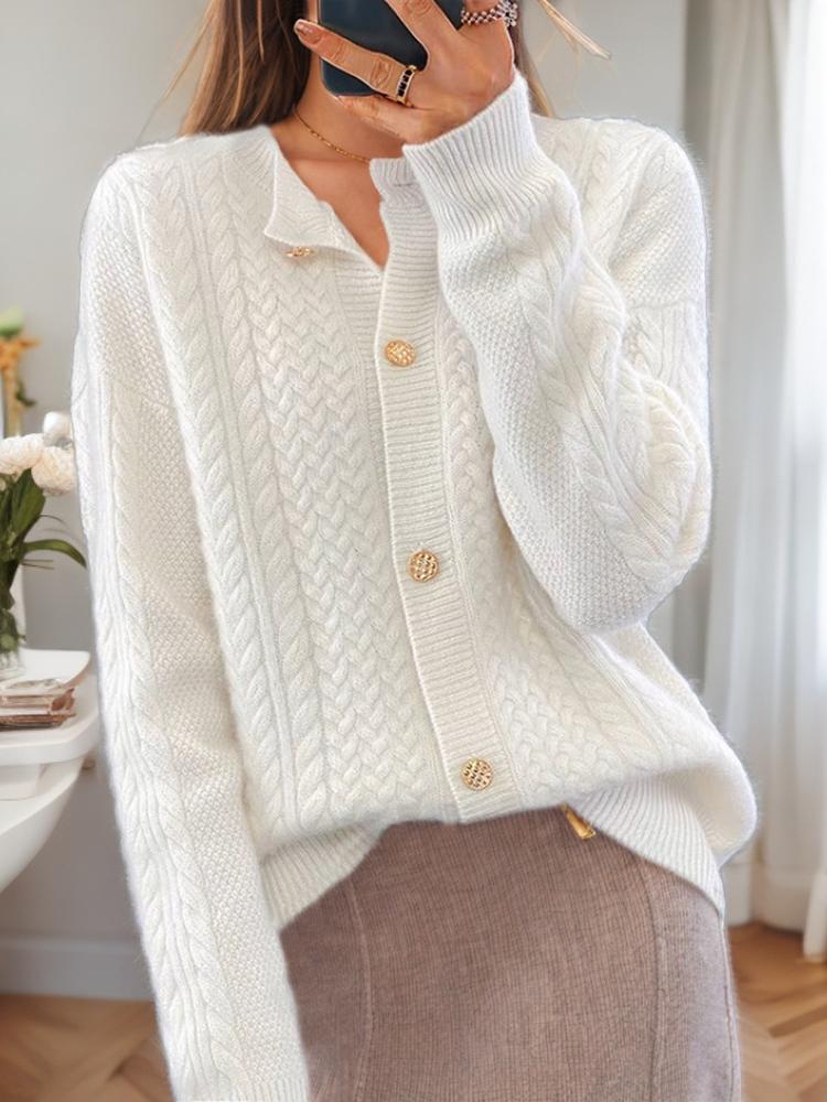 Stilla | Knapper Cardigan i vintage kabelstrik jacquard, komfortabel og elegant