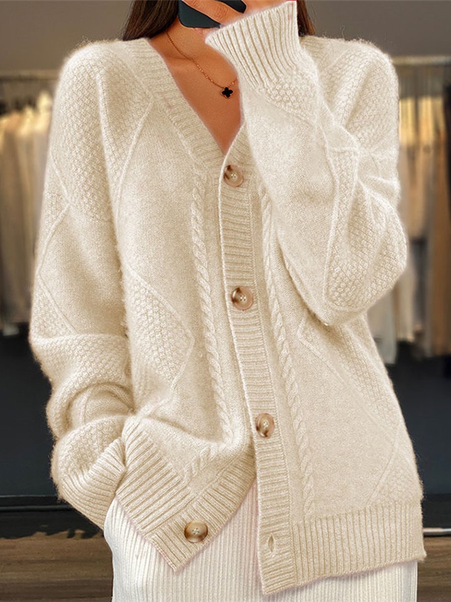 Stilla | Strikjakke Jacquard Med Knapper