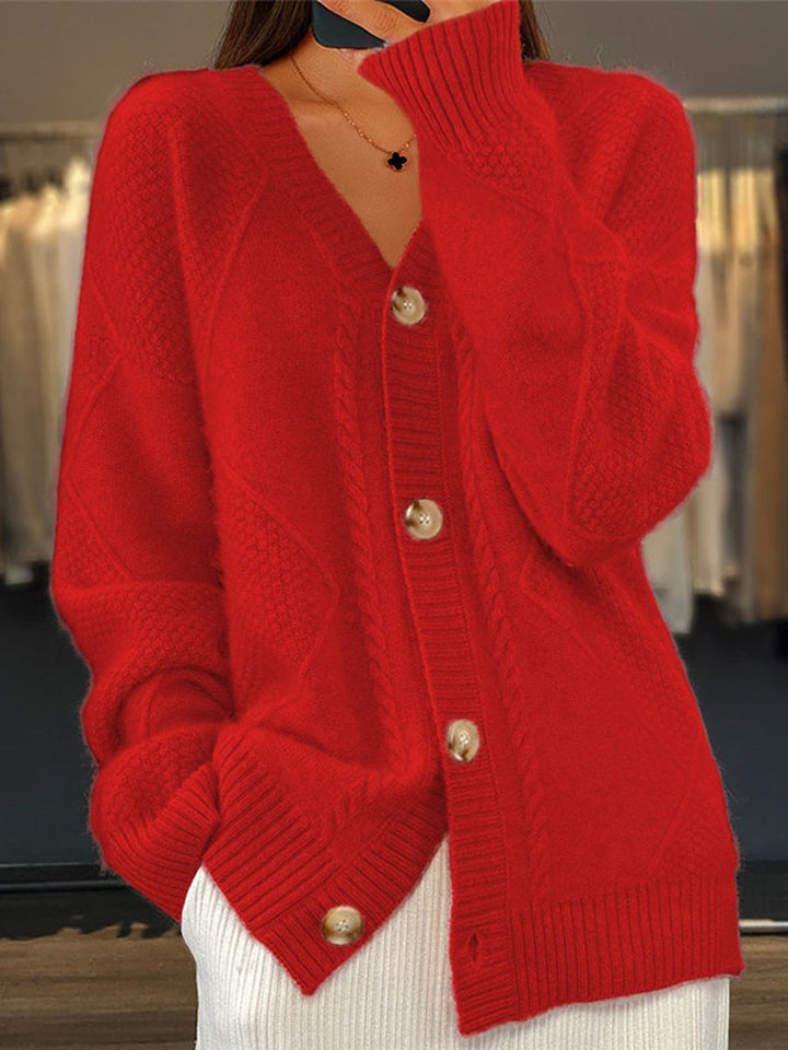 Stilla | Strikjakke Jacquard Med Knapper