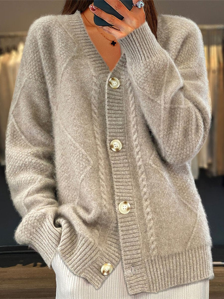 Stilla | Strikjakke Jacquard Med Knapper