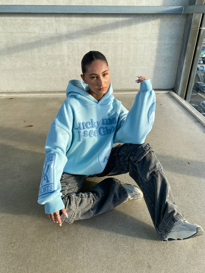 Stilla | Sweatshirt Med Hætte Ghost Blå Baby I Højkvalitetsmateriale
