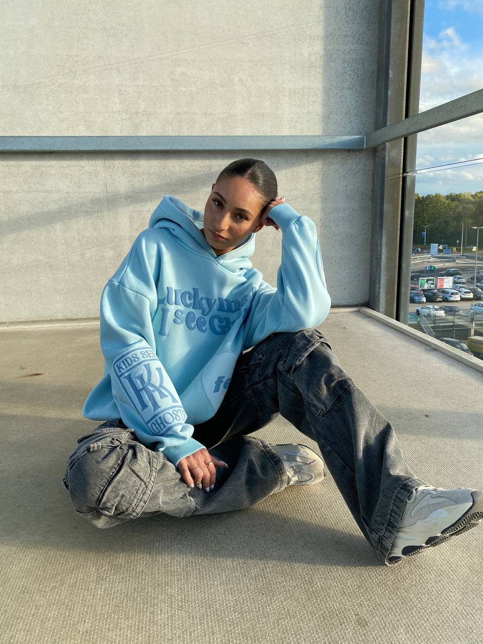 Stilla | Sweatshirt Med Hætte Ghost Blå Baby I Højkvalitetsmateriale