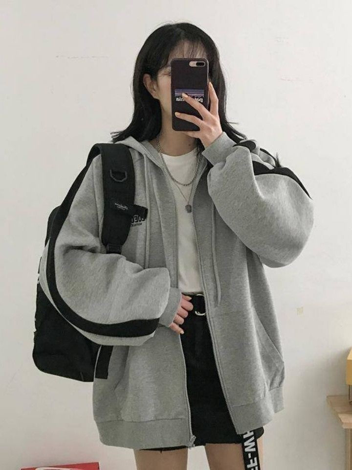 Stilla | Retro Oversized Hoodie med Lynlås
