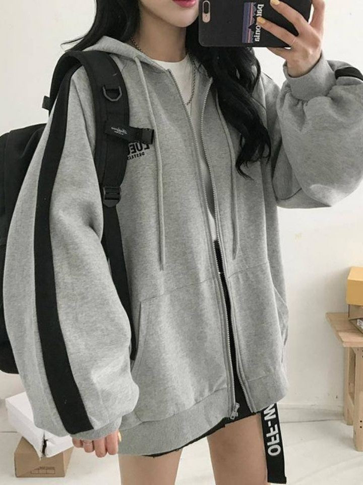 Stilla | Retro Oversized Hoodie med Lynlås