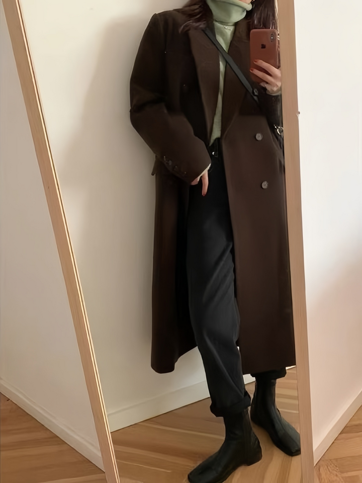 Stilla | Vintage Lang Jakke med Reverskrave