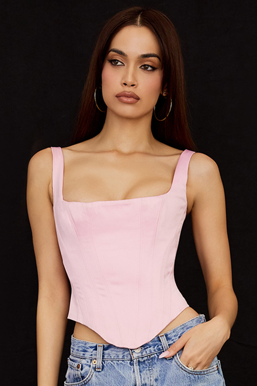 Skovae | Fairy Pink Satin Longline Korselet