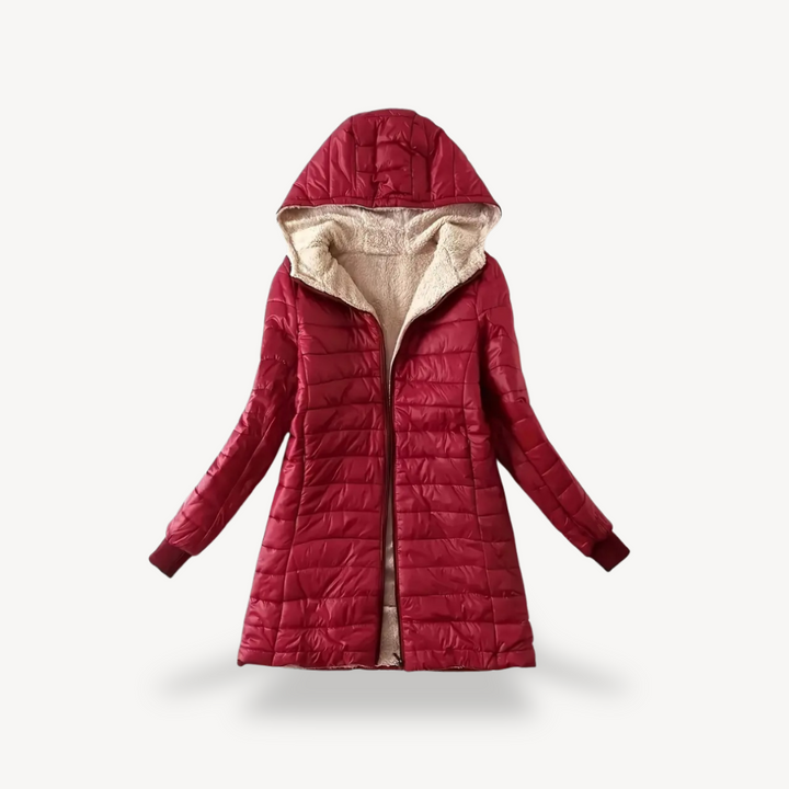 Stilla | Dame Hoodie Puffermantel med Sherpa-for.