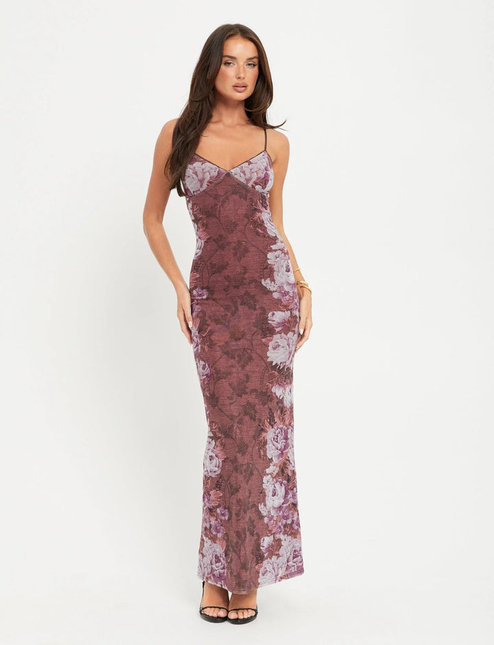 Stilla | Graceful Spaghetti Straps V-hals Maxi Kjole Kvinders