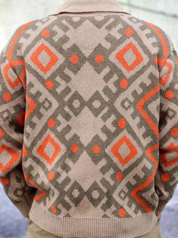 Stilla | Tung belastning Jacquard Herre Strikjakke Pullover