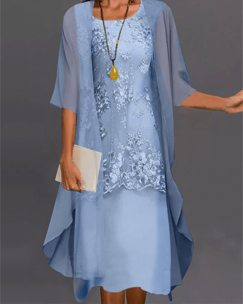 Skovae | Damekjole Elegant Chiffon Midi Kjole I To Dele