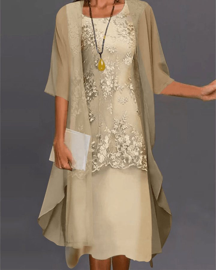 Skovae | Damekjole Elegant Chiffon Midi Kjole I To Dele