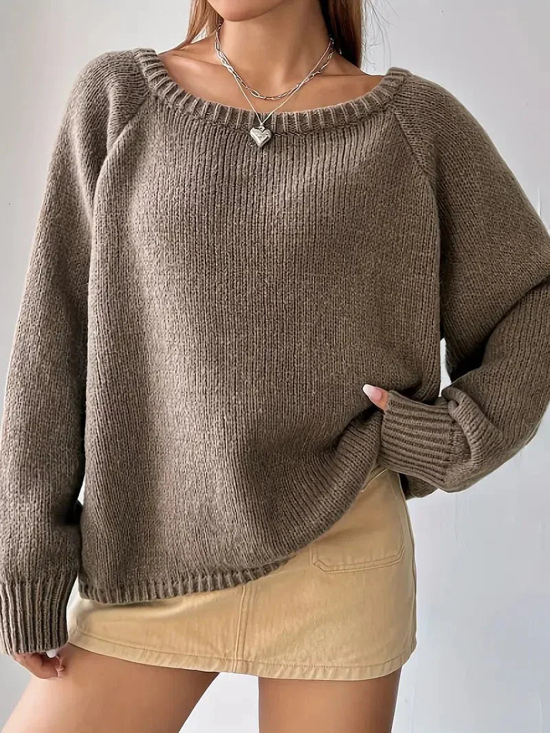 Stilla | Strikpullover med skulderfri ærmer