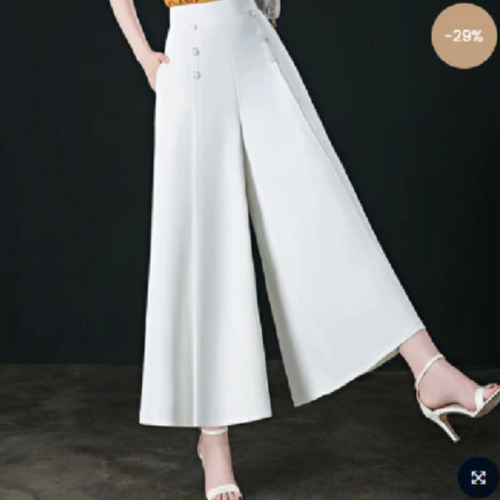 Stilla | Chic Bredbenede Palazzo Bukser med Frontknapper