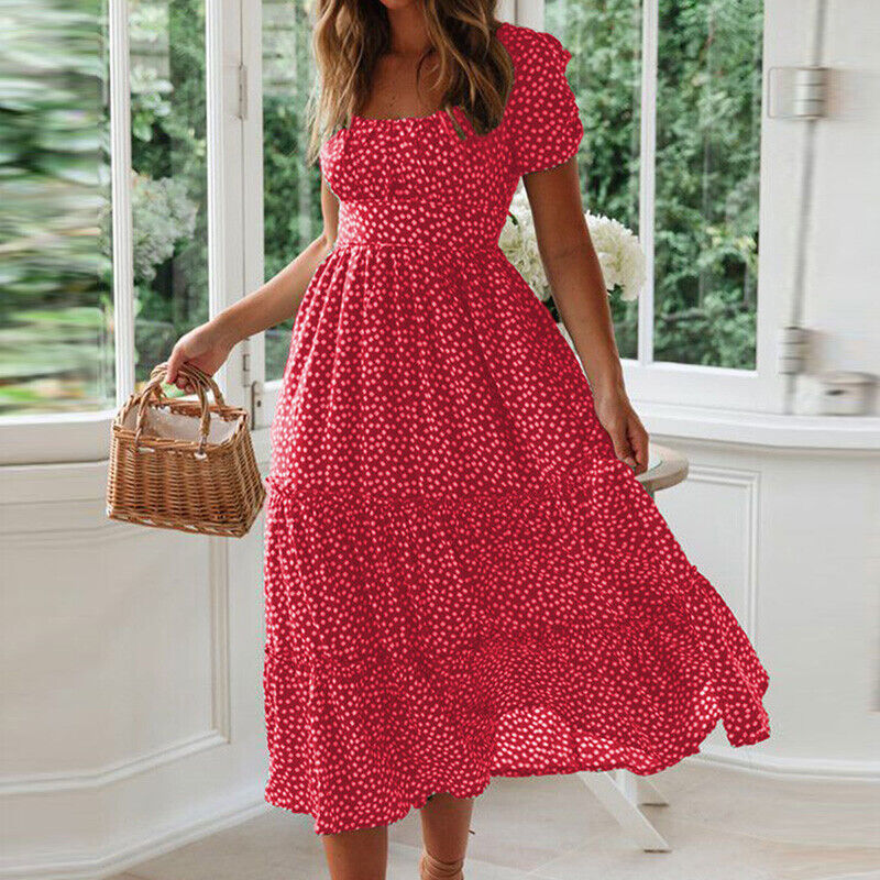 Stilla | Casual Maxi Kjole Med Firkantet Krave