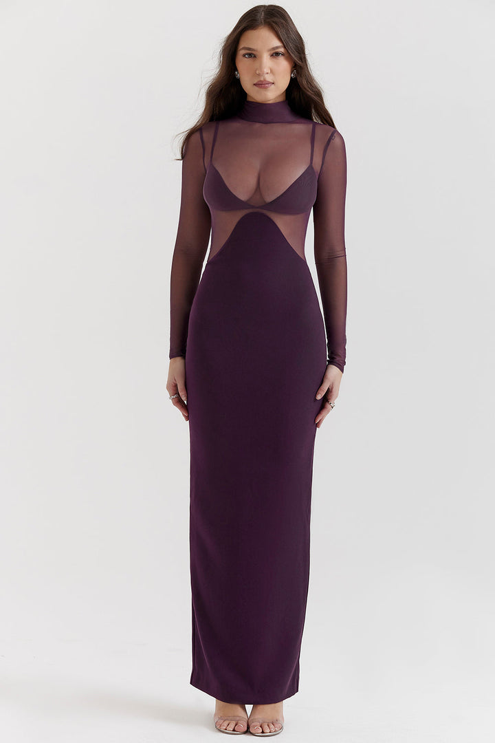 Stilla | Sort Grape Maxi Kjole