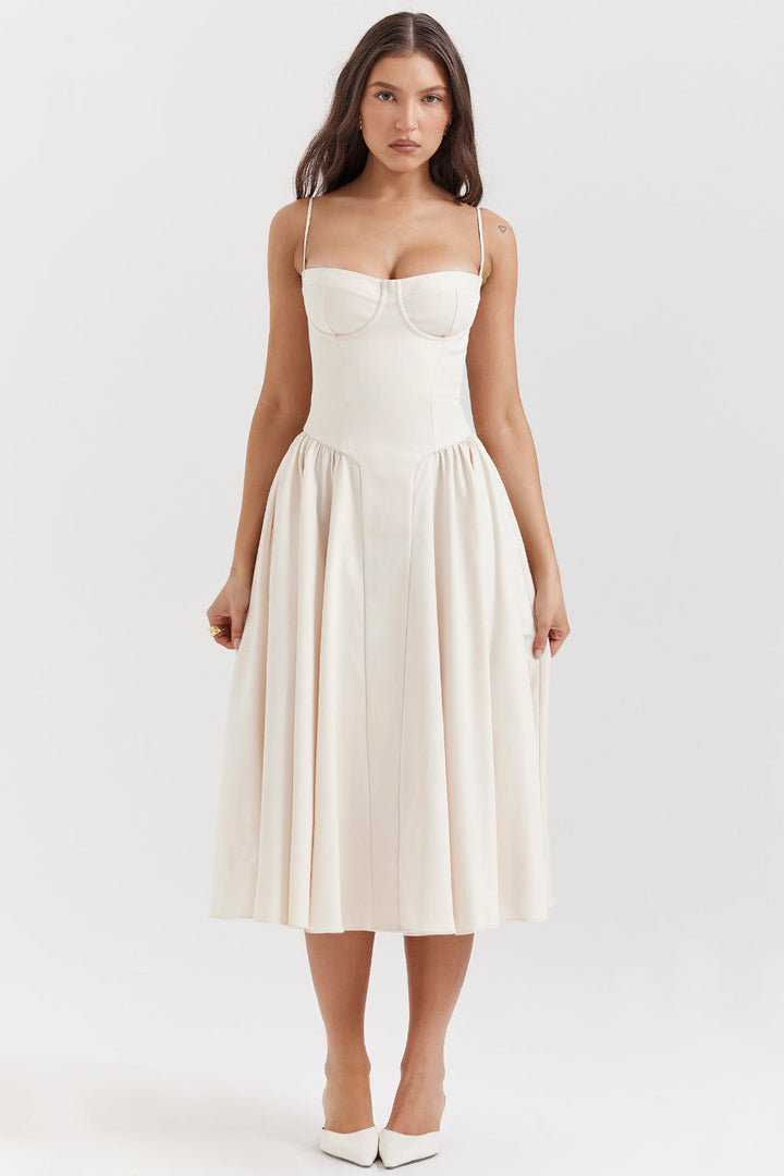 Stilla | Twill Korset Midi Kjole