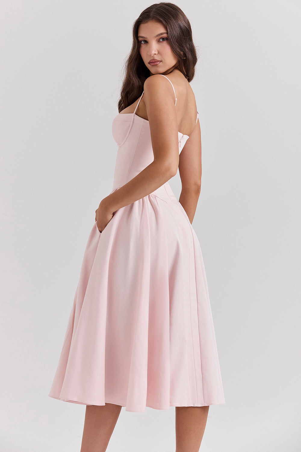 Stilla | Twill Korset Midi Kjole