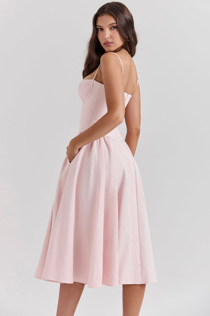 Stilla | Twill Korset Midi Kjole