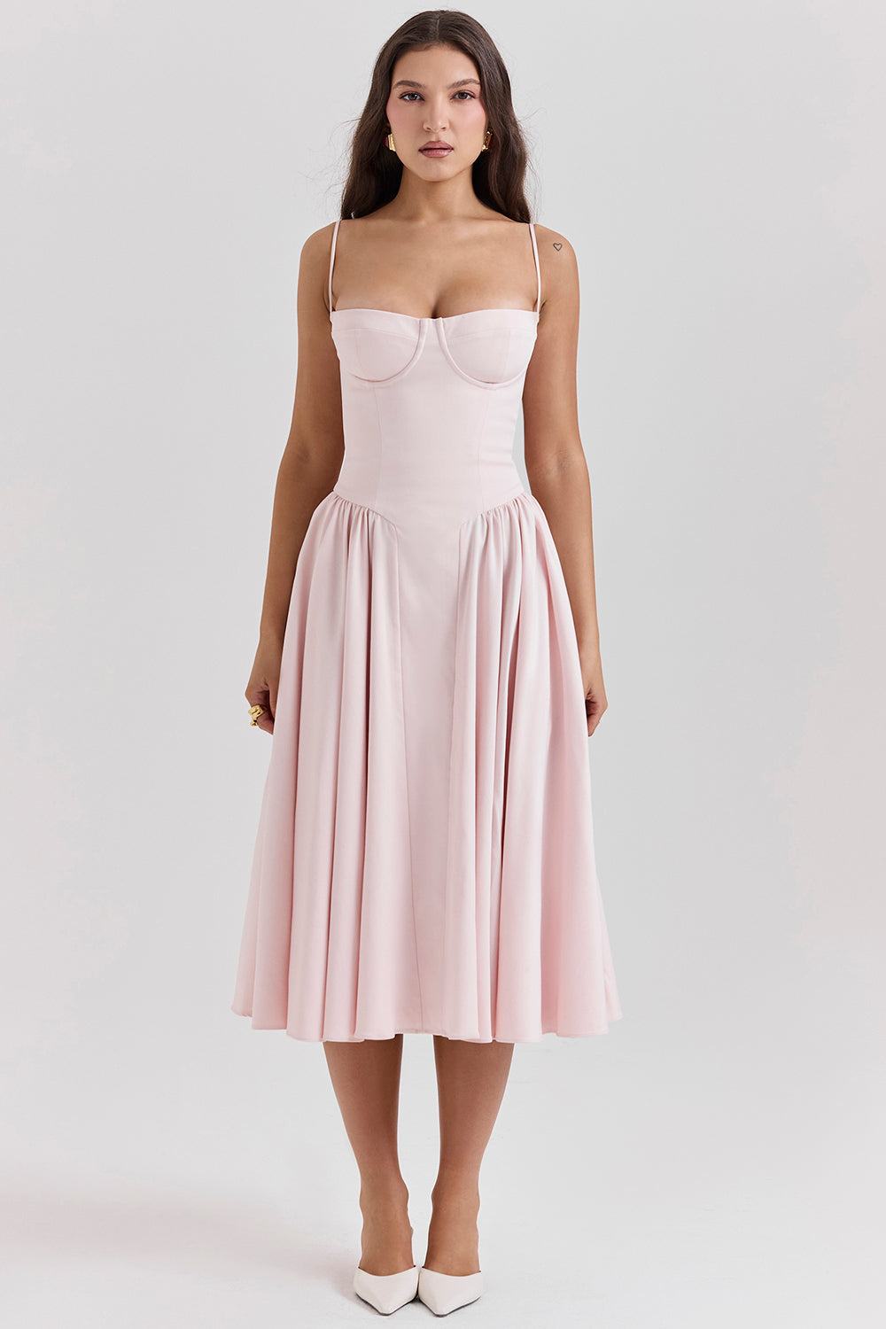 Stilla | Twill Korset Midi Kjole