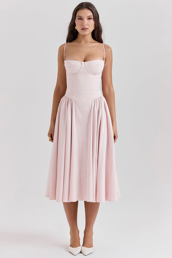 Stilla | Twill Korset Midi Kjole