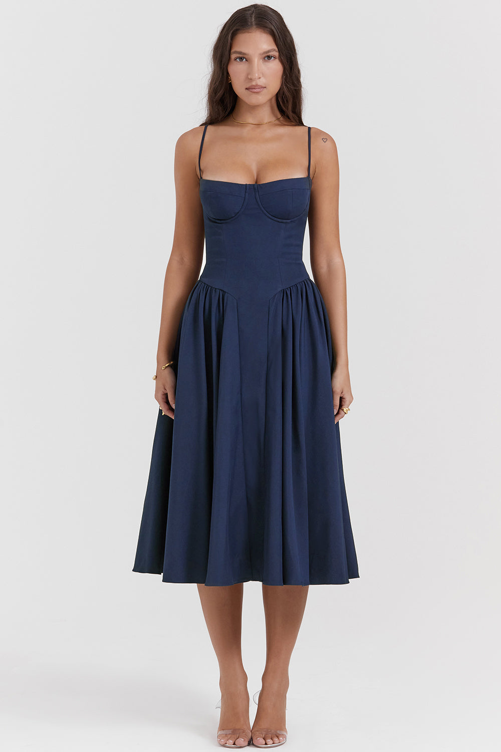 Stilla | Twill Korset Midi Kjole