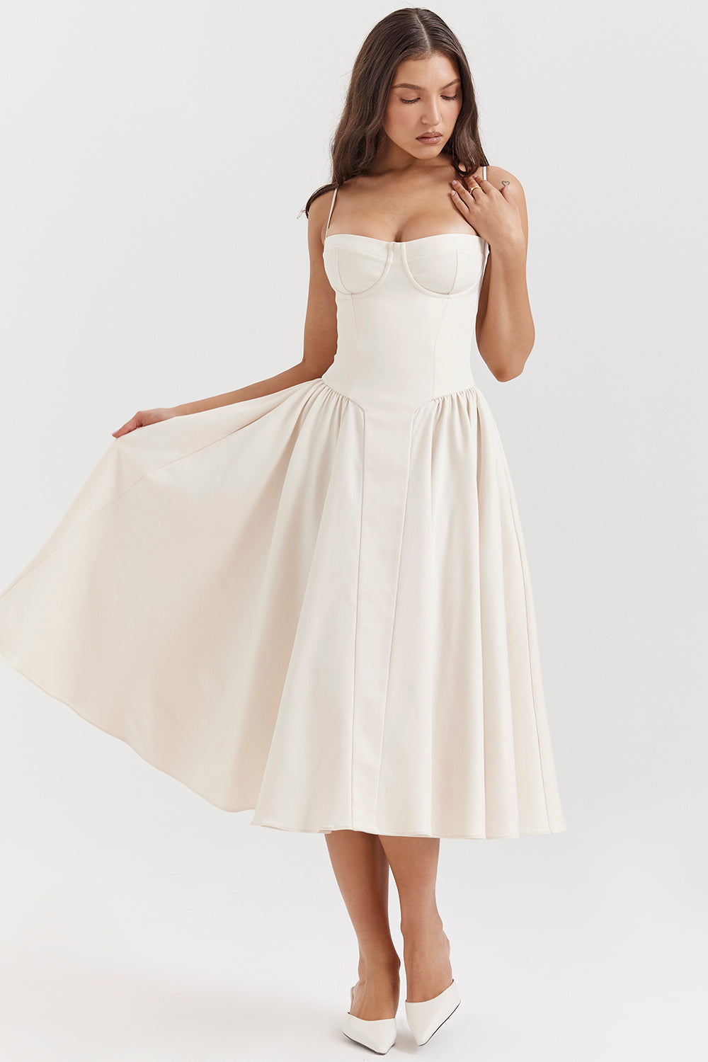 Stilla | Twill Korset Midi Kjole