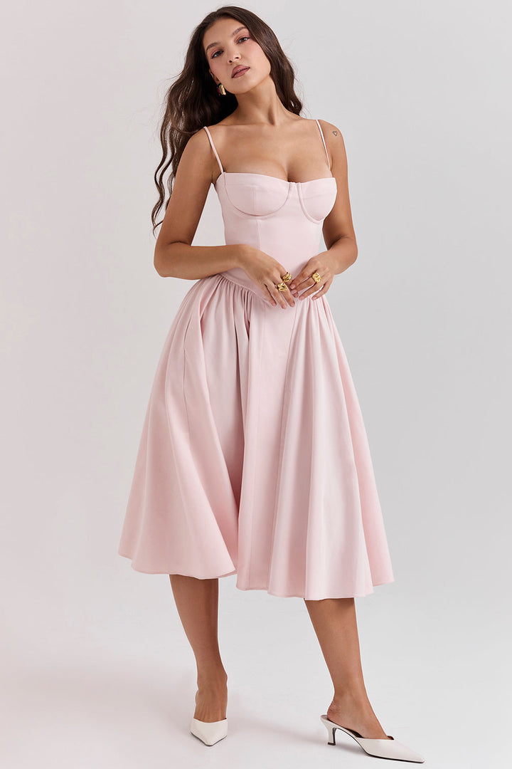 Stilla | Twill Korset Midi Kjole
