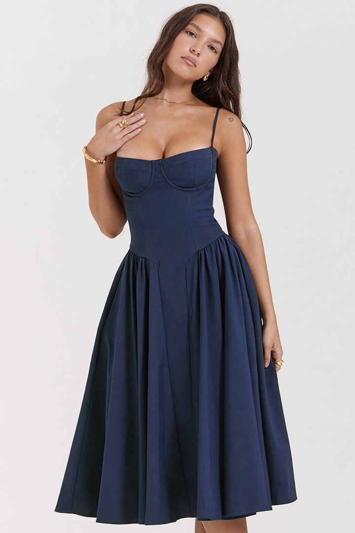 Stilla | Twill Korset Midi Kjole