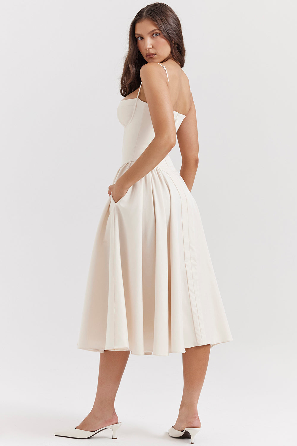 Stilla | Twill Korset Midi Kjole