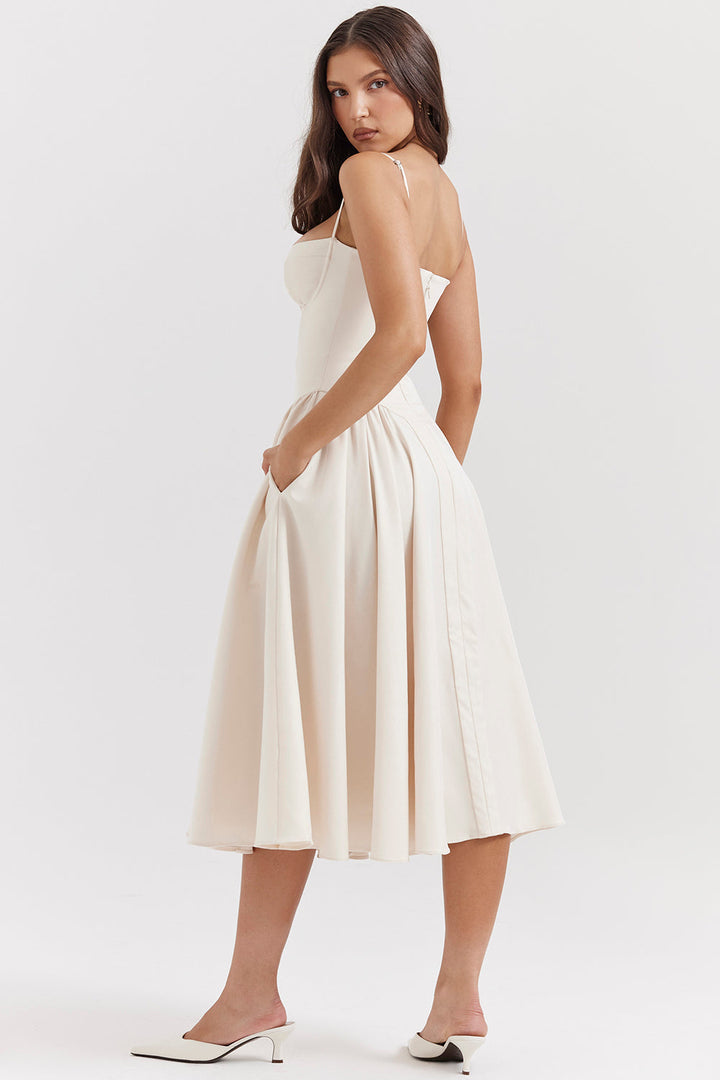 Stilla | Twill Korset Midi Kjole