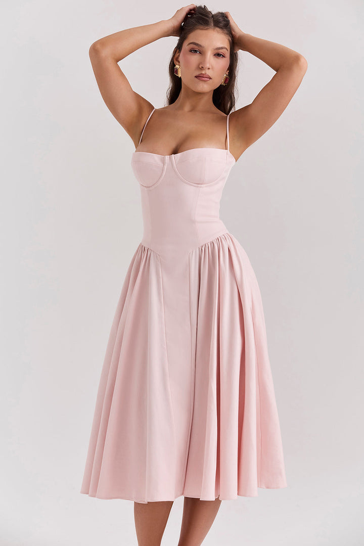 Stilla | Twill Korset Midi Kjole