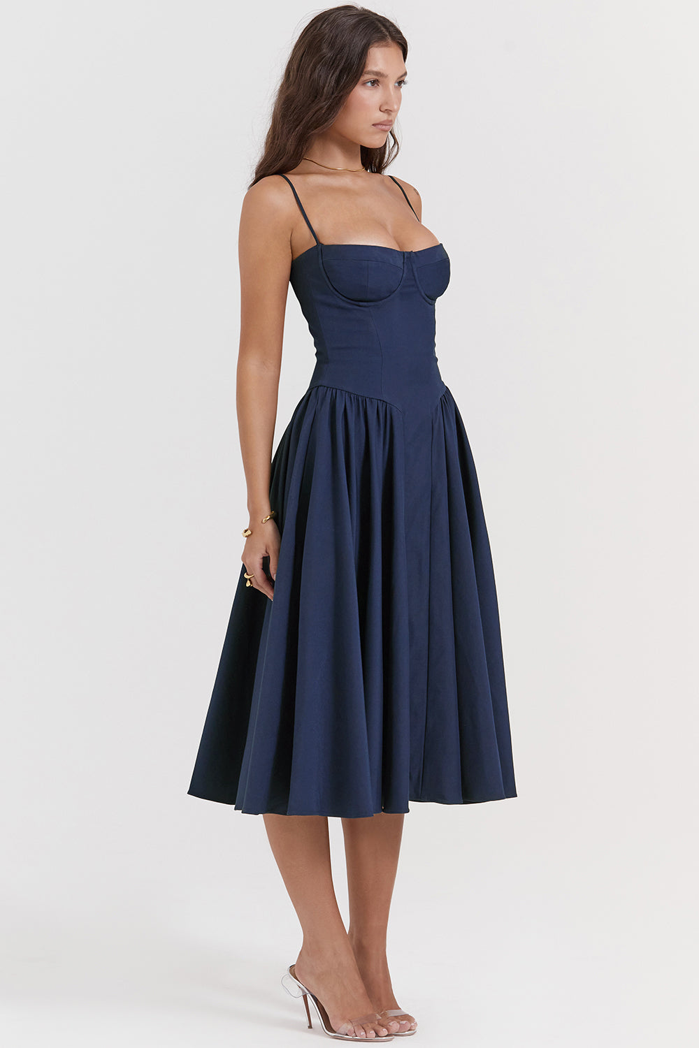 Stilla | Twill Korset Midi Kjole