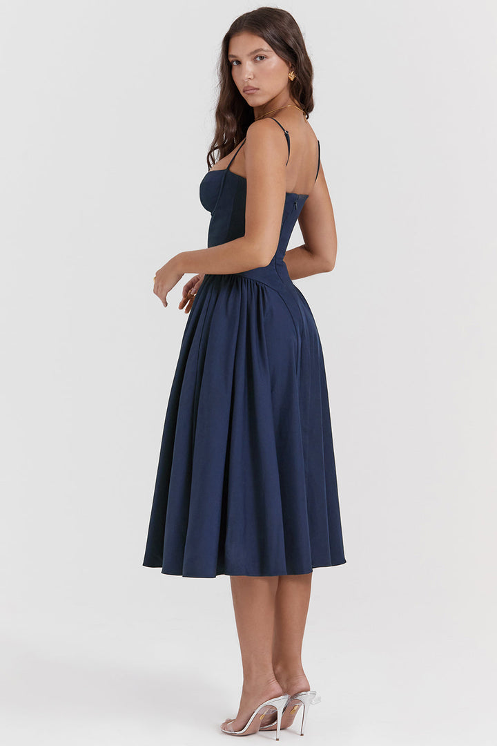 Stilla | Twill Korset Midi Kjole