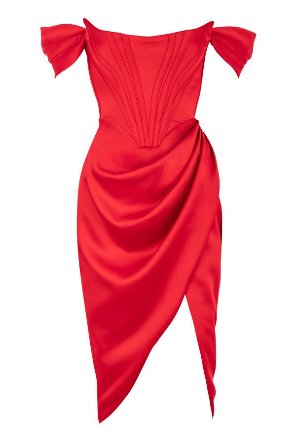 Stilla | Off Shoulder Kjole Satin