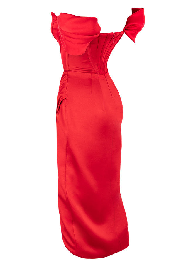Stilla | Off Shoulder Kjole Satin
