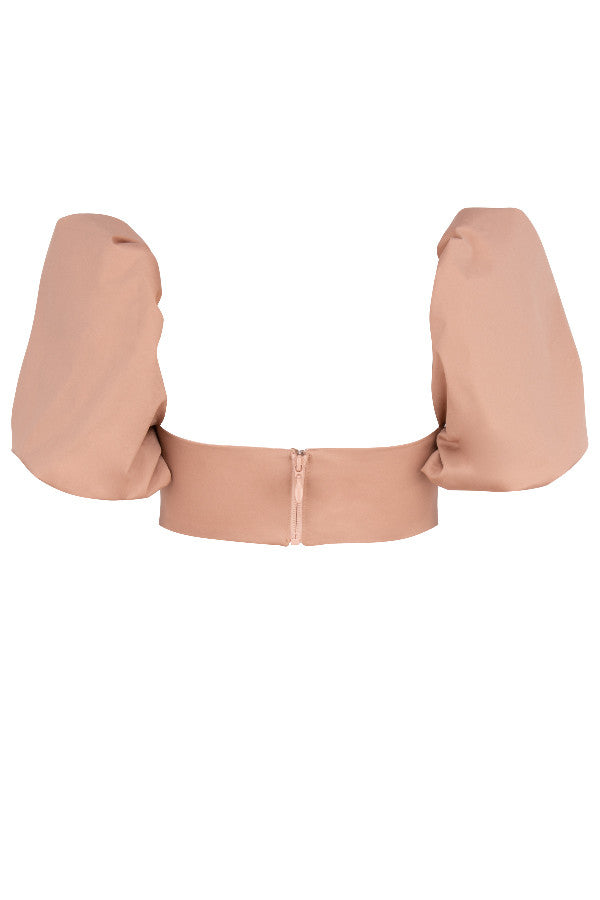 Stilla | Kamelfarvet Bralette Med Pufærmer