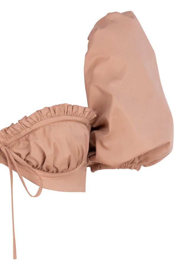 Stilla | Kamelfarvet Bralette Med Pufærmer