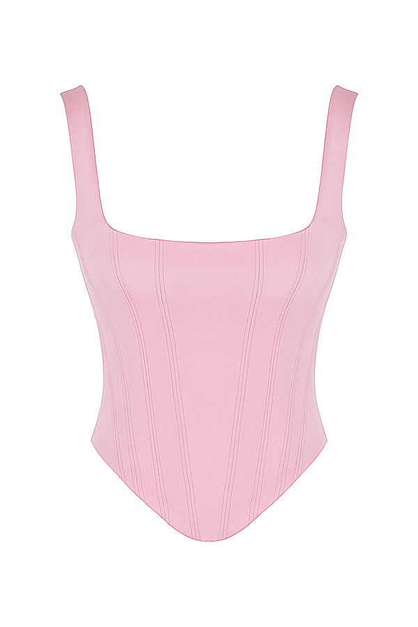 Skovae | Fairy Pink Satin Longline Korselet